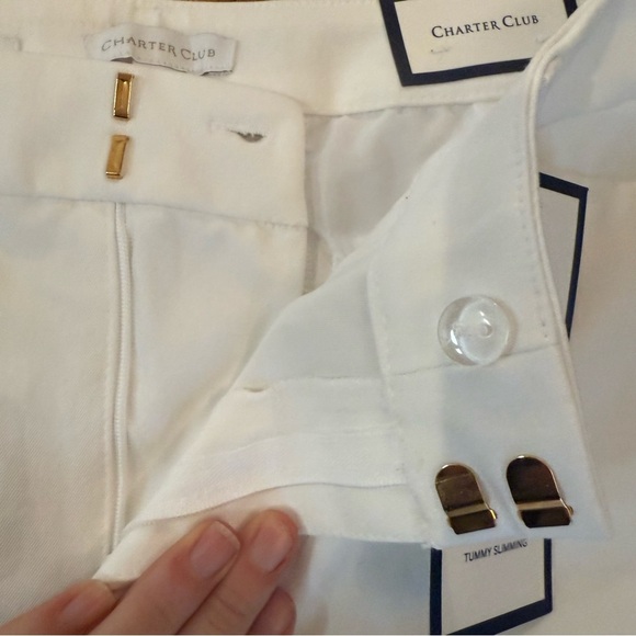 CHARTER CLUB Women’s White Tummy Slimming Newport Slim Leg Crop Pants Size 8 - Picture 6 of 12